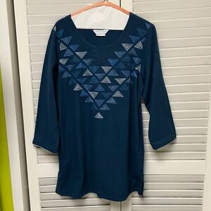The Company Store Navy Tunic with Geometric Accents